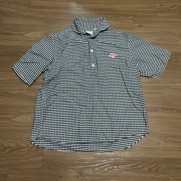[BUNJANG] DANTON Gingham Check Collar T-shirt Size 44 / 단톤 깅엄 체크 셔츠 카라티 44