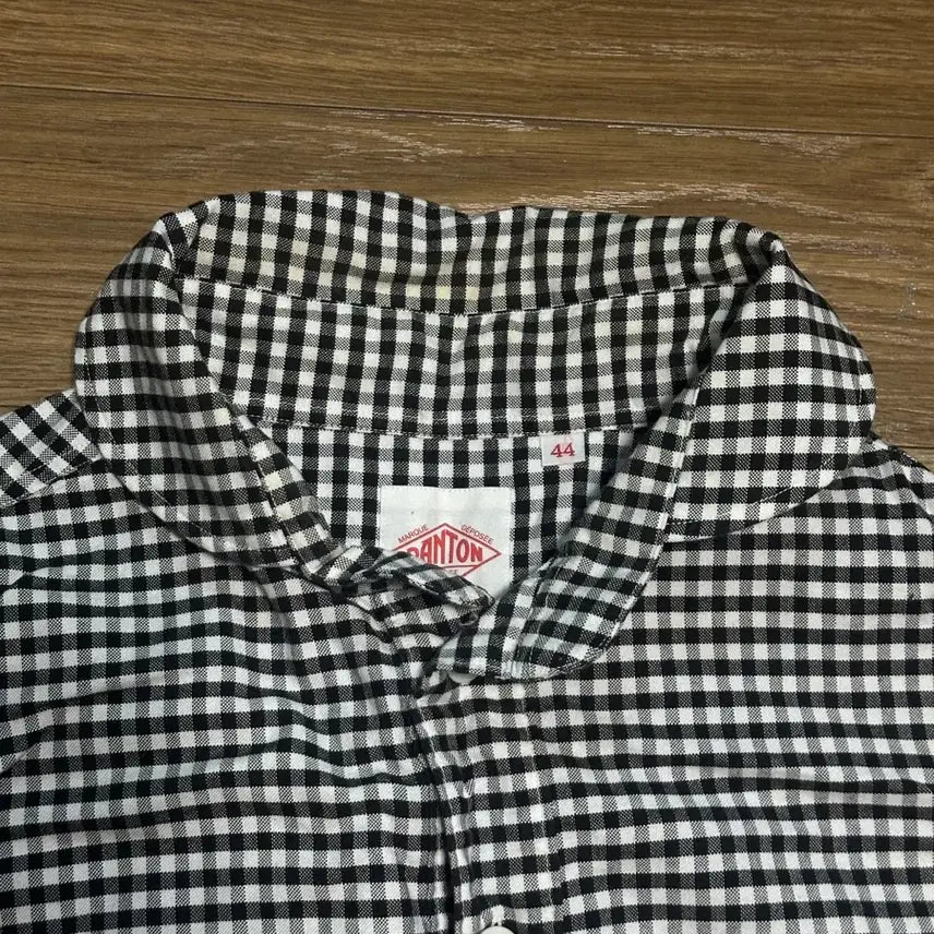 [BUNJANG] DANTON Gingham Check Collar T-shirt Size 44 / 단톤 깅엄 체크 셔츠 카라티 44