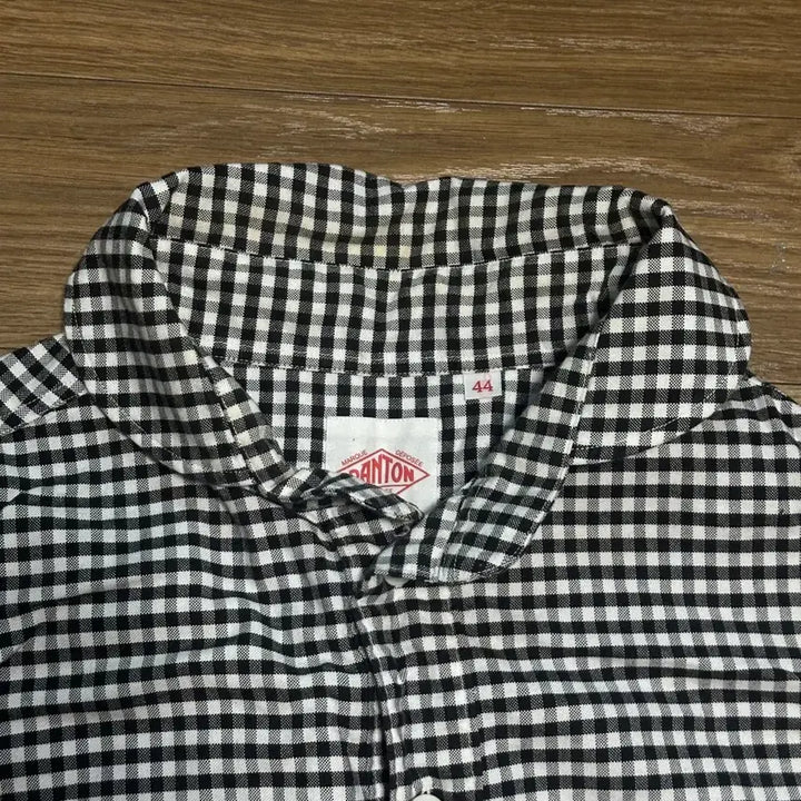 [BUNJANG] DANTON Gingham Check Collar T-shirt Size 44 / 단톤 깅엄 체크 셔츠 카라티 44