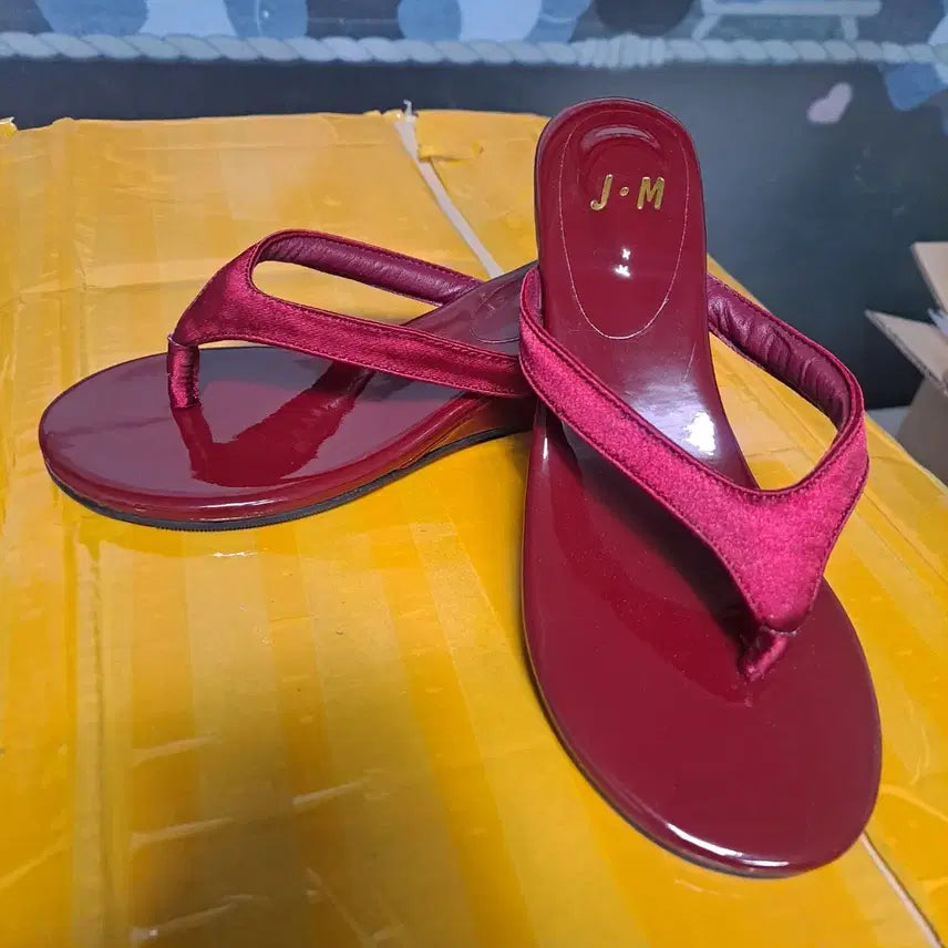[BUNJANG] J.M Burgundy Thong Slippers Women&