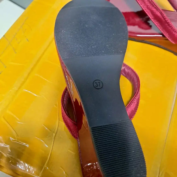 [BUNJANG] J.M Burgundy Thong Slippers Women&