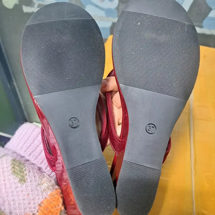 [BUNJANG] J.M Burgundy Thong Slippers Women&
