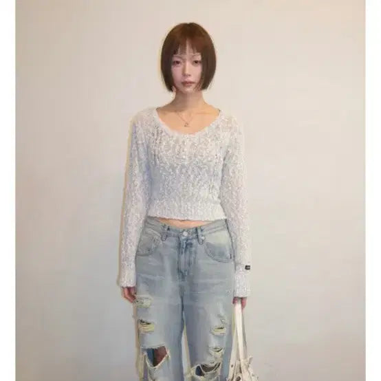 [BUNJANG] Ason Ice Boucle Knit Sweater / 애즈온 아이스 부클 니트 그레이 ason ICE BOUCLE KNIT /