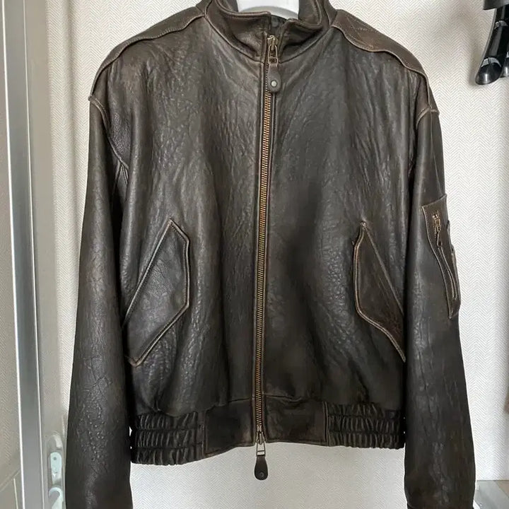 [BUNJANG] COOR Shell Collar Leather Jacket L / 쿠어 쉘카라 레더 자켓 L