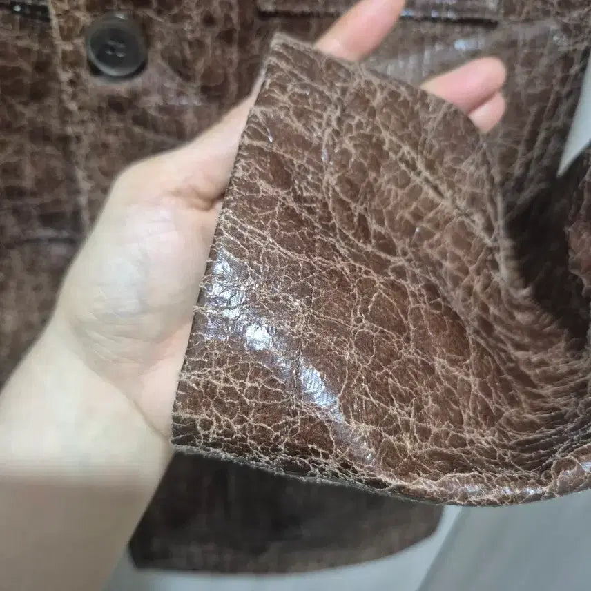 [BUNJANG] Creek Brown Leather Jacket / 브라운 레더 크릭 자켓 자켓 (새상품인데 벨트 분실)