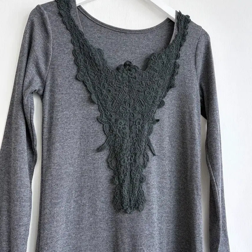 [BUNJANG] Gray Ethnic Knit Long Dress / 그레이 에스닉 니트 롱 원피스