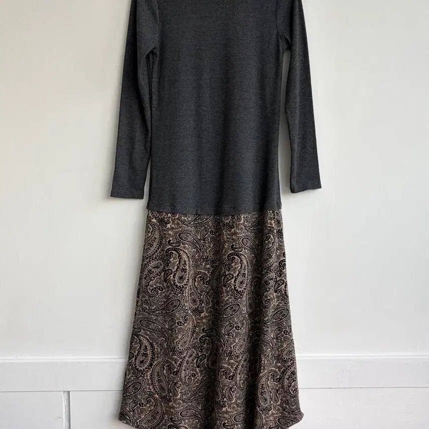 [BUNJANG] Gray Ethnic Knit Long Dress / 그레이 에스닉 니트 롱 원피스