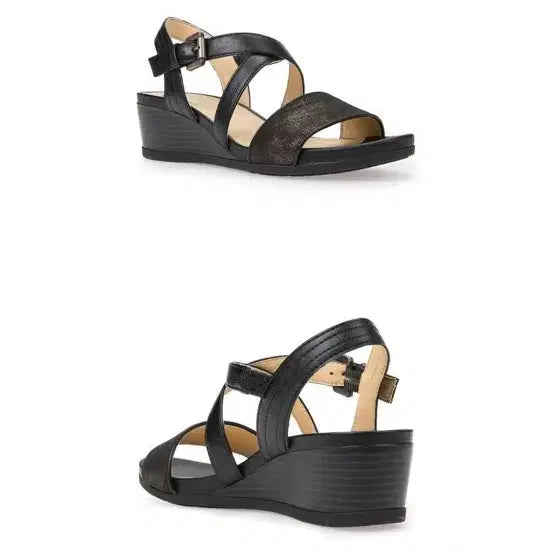 [BUNJANG] Geox Black Wedge Heel Sandals 230 / 제옥스 블랙 웨지힐 샌들 새거 230