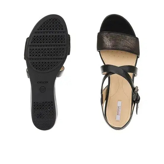 [BUNJANG] Geox Black Wedge Heel Sandals 230 / 제옥스 블랙 웨지힐 샌들 새거 230