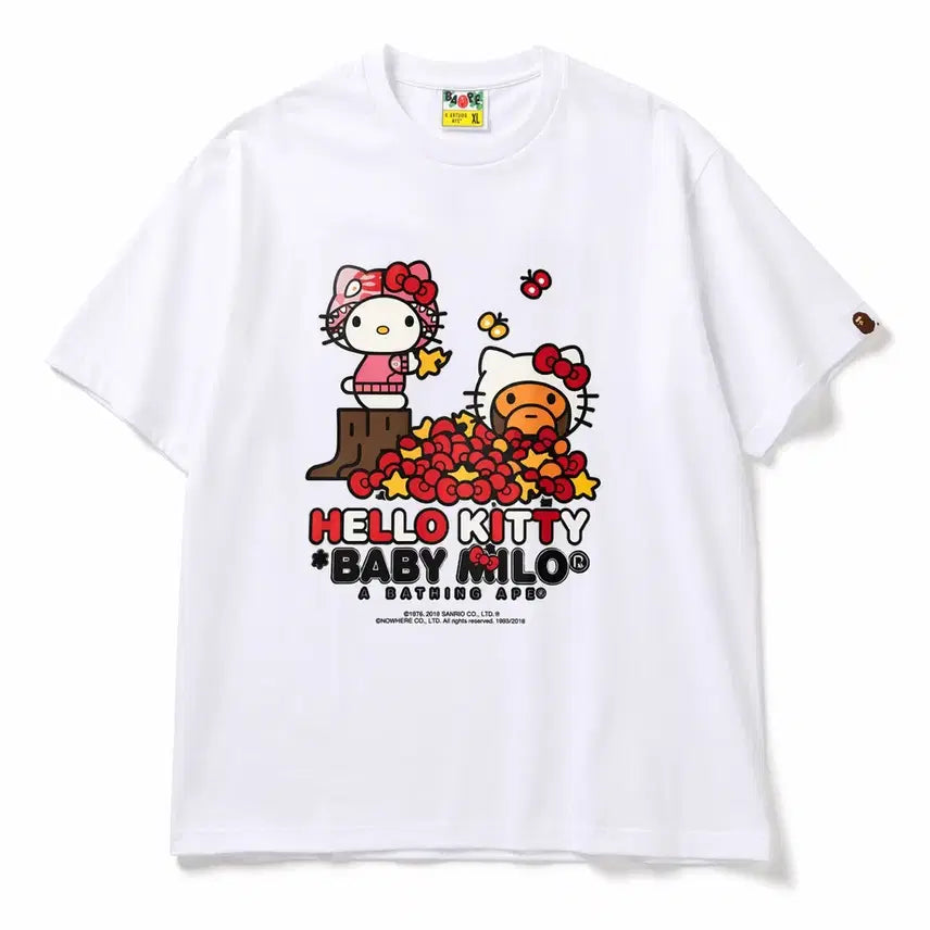 [BUNJANG] BAPE BABY MILO x Hello Kitty T-Shirt White / 베이프 베이비 마일로 x 헬로 키티 티셔츠 화이트 [S,L,XL]