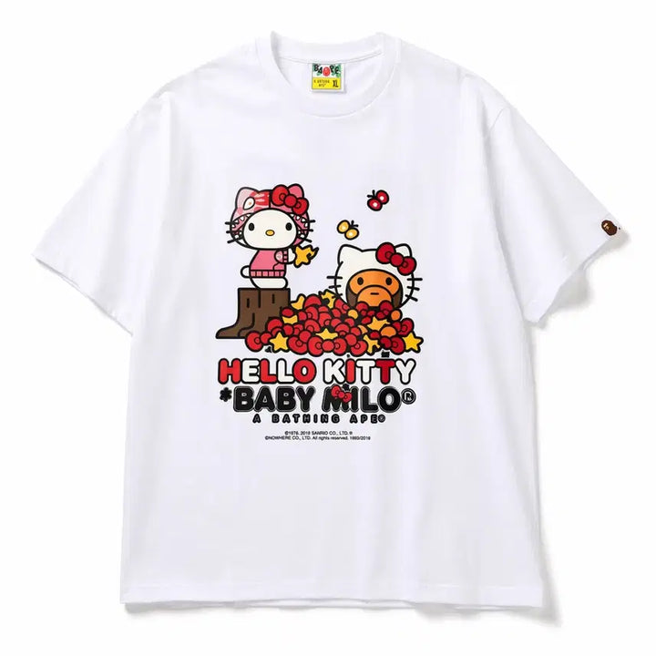 [BUNJANG] BAPE BABY MILO x Hello Kitty T-Shirt White / 베이프 베이비 마일로 x 헬로 키티 티셔츠 화이트 [S,L,XL]