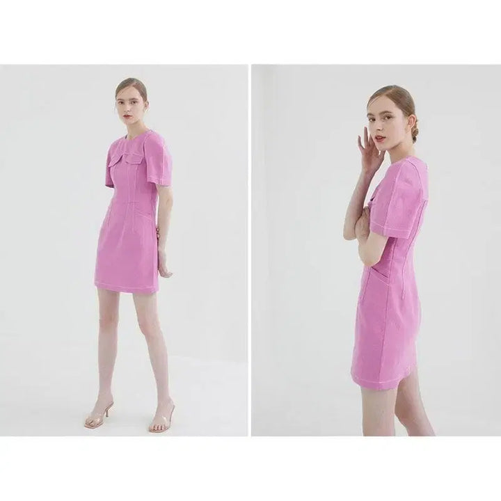 [BUNJANG] Egoist Linen Mini Dress / 에고이스트 / 스티치 포인트 린넨 미니 원피스 55
