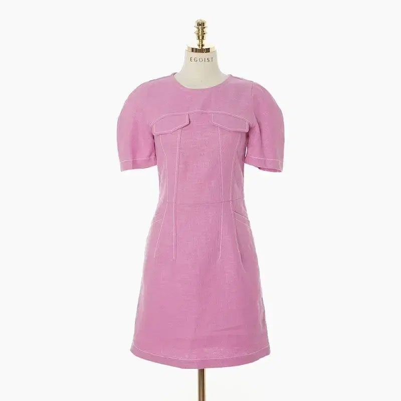 [BUNJANG] Egoist Linen Mini Dress / 에고이스트 / 스티치 포인트 린넨 미니 원피스 55