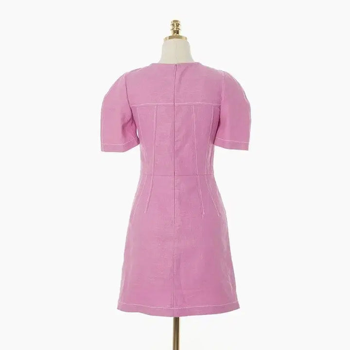 [BUNJANG] Egoist Linen Mini Dress / 에고이스트 / 스티치 포인트 린넨 미니 원피스 55