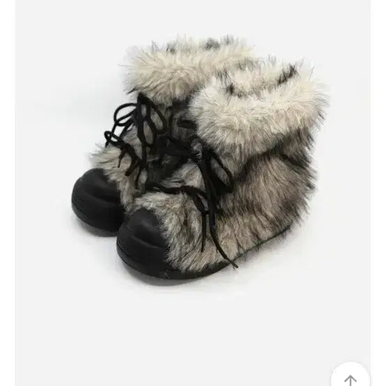 [BUNJANG] Lacebabi Black Ribbon Fur Boots / 레이스바비 블랙 리본 퍼 부츠