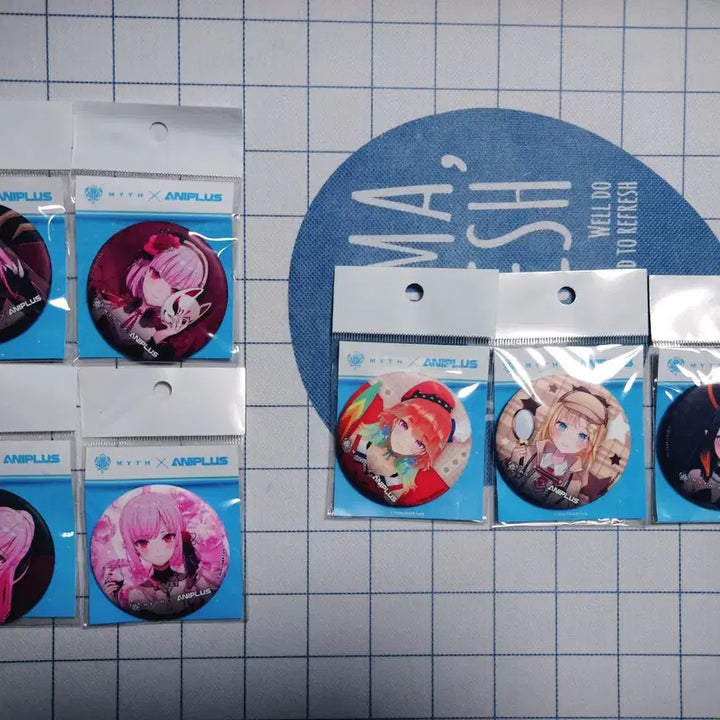 [BUNJANG] holoMyth x ANIPLUS Collaboration Can Badge Set / 홀로라이브 EN x ANIPLUS 콜라보 캔뱃지 7종 (미개봉)