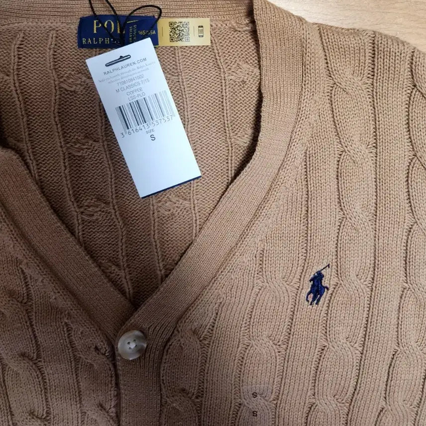 [BUNJANG] Polo Ralph Lauren Cable Knit Cardigan Camel S / [새상품] 폴로 랄프로렌 케이블 니트 가디건 카멜 S