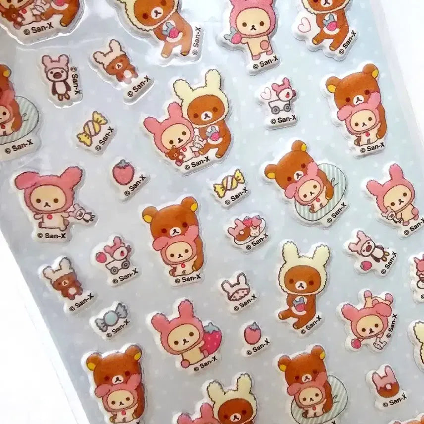 [SOLD OUT] 코리락쿠마 딸기 입체스티커, 코리락쿠마 우사기 스티커, 코리락쿠마 스티커