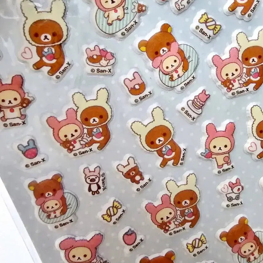 [SOLD OUT] 코리락쿠마 딸기 입체스티커, 코리락쿠마 우사기 스티커, 코리락쿠마 스티커