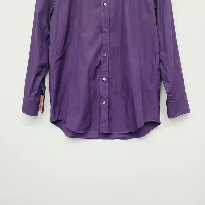 [BUNJANG] Burberry Check-Pattern Stretch Cotton Shirt Purple M / 버버리 정품 체크배색 스트레치 코튼 셔츠 퍼플 M (실측 95)