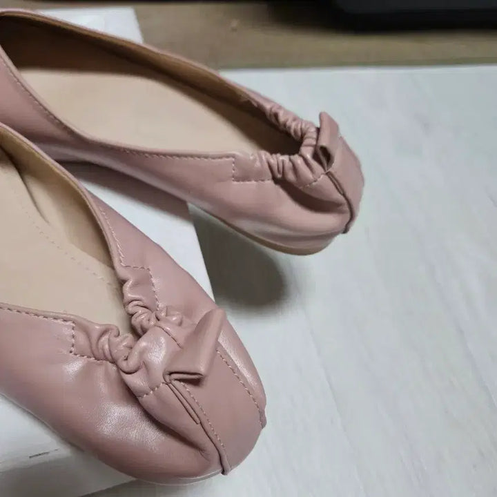 [BUNJANG] Pink Leather Ballet Flats / 핑크 가죽 플랫 발레리나 슈즈