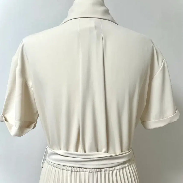[SOLD OUT] (새상품)마리마켓 셔츠 플리츠 스트랩 롱 원피스 L 아이보리 베이지 화이