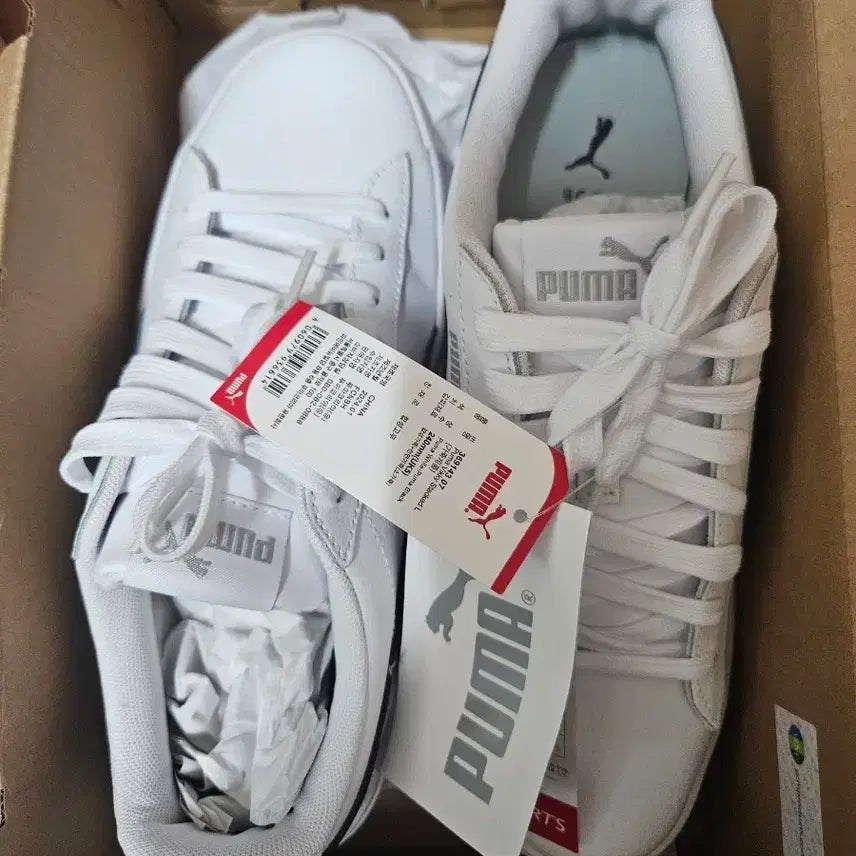 [BUNJANG] Puma Vikki Stack Leather White Sneakers / 푸마 비키 스택 레더 흰색 새상품
