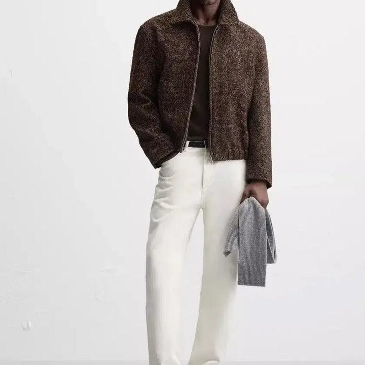 [BUNJANG] Zara Houndstooth Cropped Jumper / 자라 브라운 하운드투스 점퍼