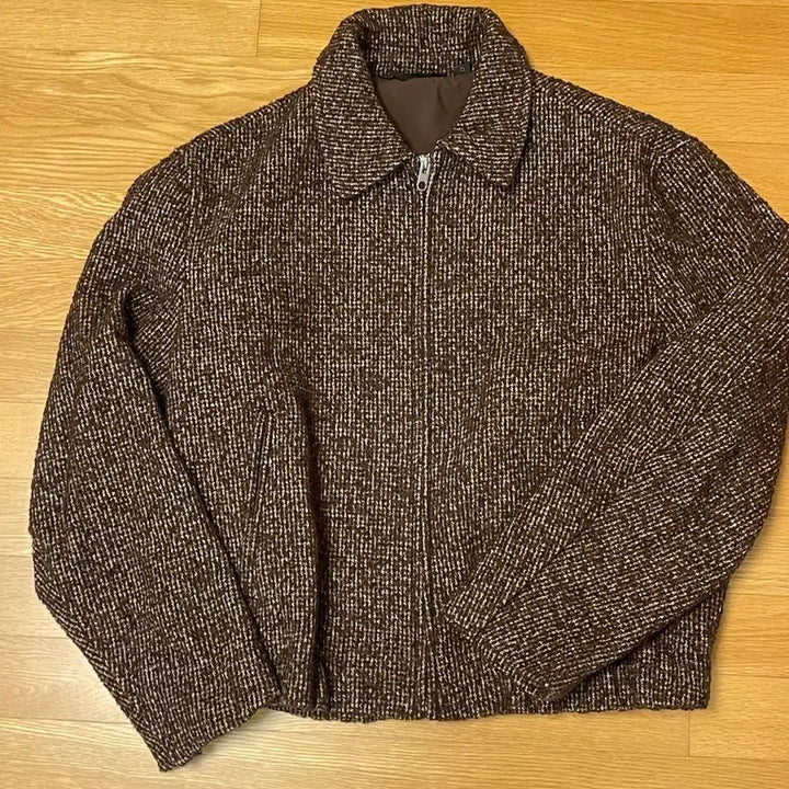 [BUNJANG] Zara Houndstooth Cropped Jumper / 자라 브라운 하운드투스 점퍼