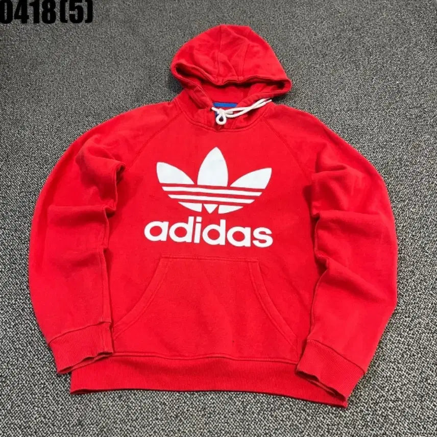 [BUNJANG] Adidas Trefoil Logo Red Hoodie Size 85 / 아디다스 빨간색 후드티 트레포일 로고85 0418