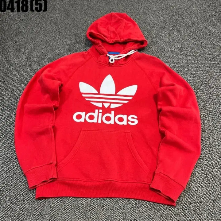 [BUNJANG] Adidas Trefoil Logo Red Hoodie Size 85 / 아디다스 빨간색 후드티 트레포일 로고85 0418