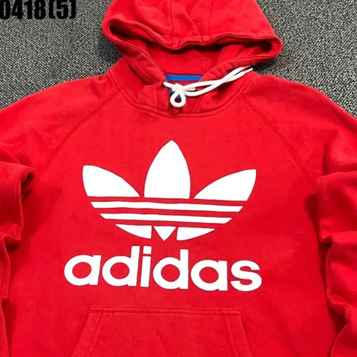 [BUNJANG] Adidas Trefoil Logo Red Hoodie Size 85 / 아디다스 빨간색 후드티 트레포일 로고85 0418