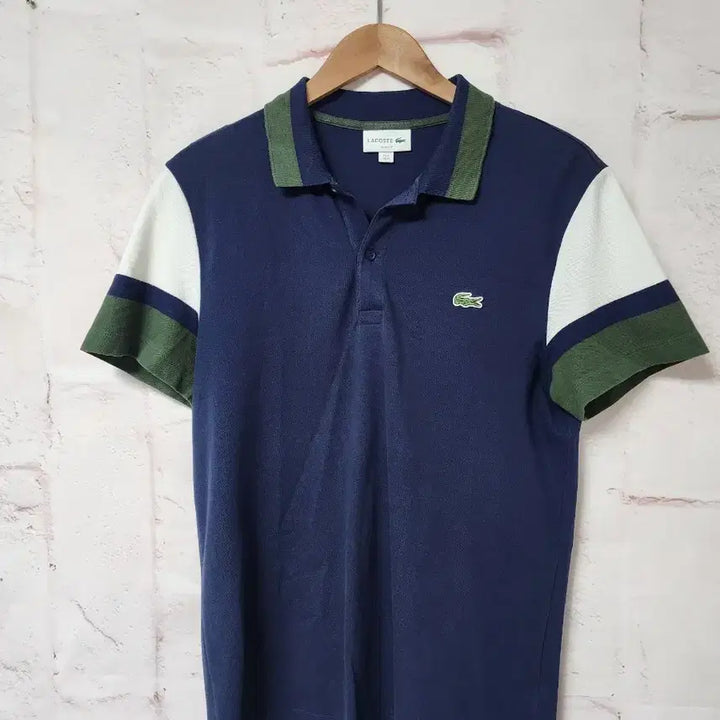 [BUNJANG] Lacoste Short Sleeve Polo Shirt Navy White Contrast Sleeve Size 4 / 라코스테 반팔 카라티