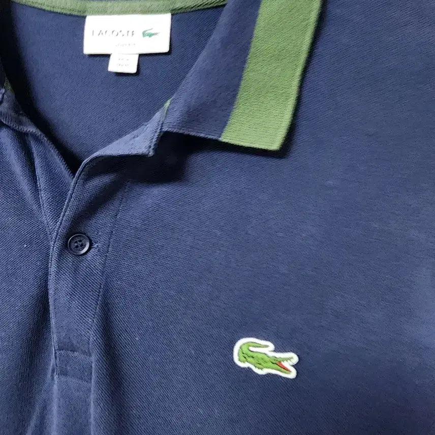 [BUNJANG] Lacoste Short Sleeve Polo Shirt Navy White Contrast Sleeve Size 4 / 라코스테 반팔 카라티