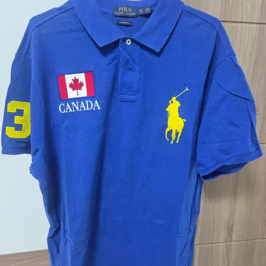 [BUNJANG] Polo Ralph Lauren Canada Flag Patch Short Sleeve Polo Shirt / 폴로 랄프로렌 캐나다 반팔 카라티 블루 xl