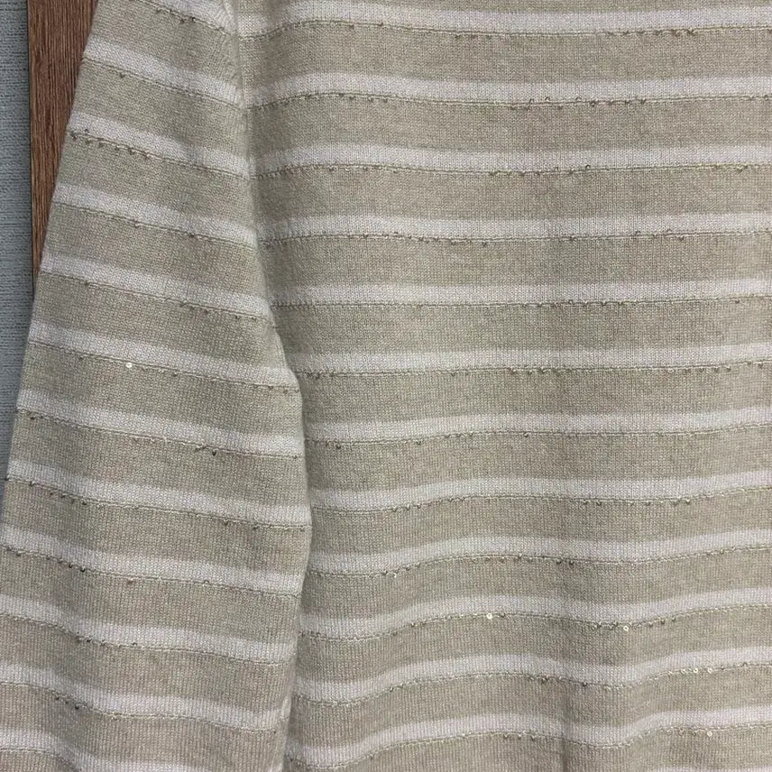 [BUNJANG] The Cashmere Cashmere 100% Sequin Stripe Knit Cardigan / 더캐시미어 캐시미어100 스트라이프 시퀸 니트 가디건 (85)