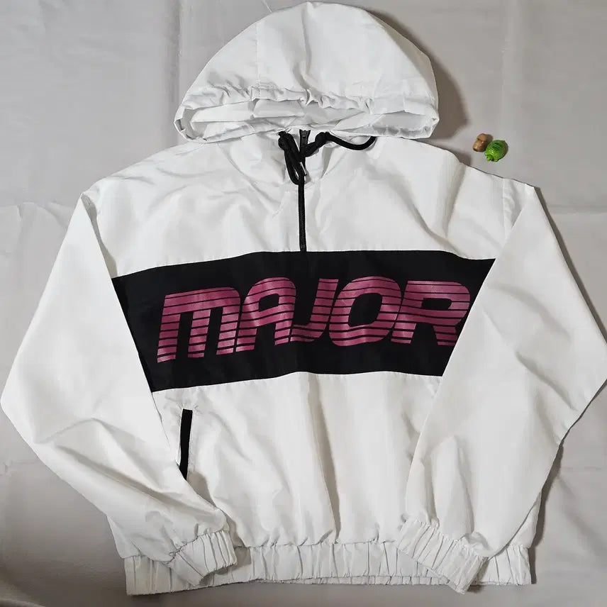 [BUNJANG] MAJOR Windbreaker Hooded Jacket White / MAJOR 바람막이 후드 자켓 화이트