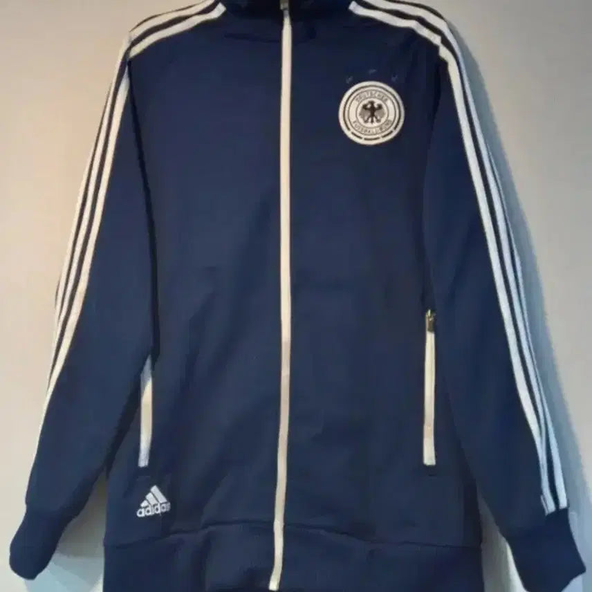 [BUNJANG] Adidas Navy Track Top Jersey - Size S / 아디다스 대장급 독일 네이비 남흰 트랙탑 저지 져지집업 90/S