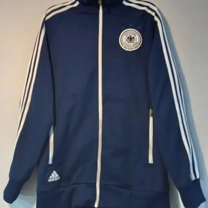 [BUNJANG] Adidas Navy Track Top Jersey - Size S / 아디다스 대장급 독일 네이비 남흰 트랙탑 저지 져지집업 90/S