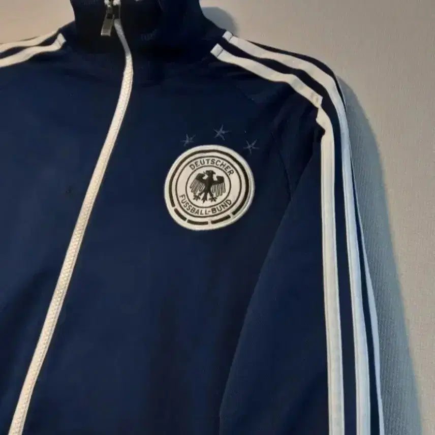 [BUNJANG] Adidas Navy Track Top Jersey - Size S / 아디다스 대장급 독일 네이비 남흰 트랙탑 저지 져지집업 90/S