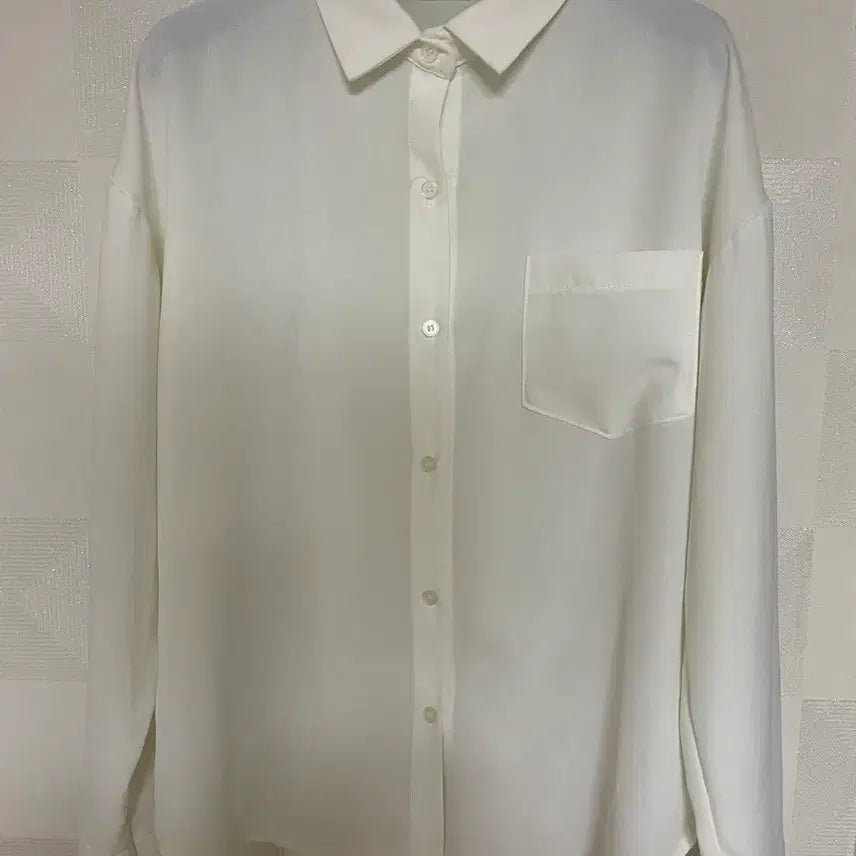[BUNJANG] White Chiffon Shirt / 화이트 긴팔 쉬폰 셔츠