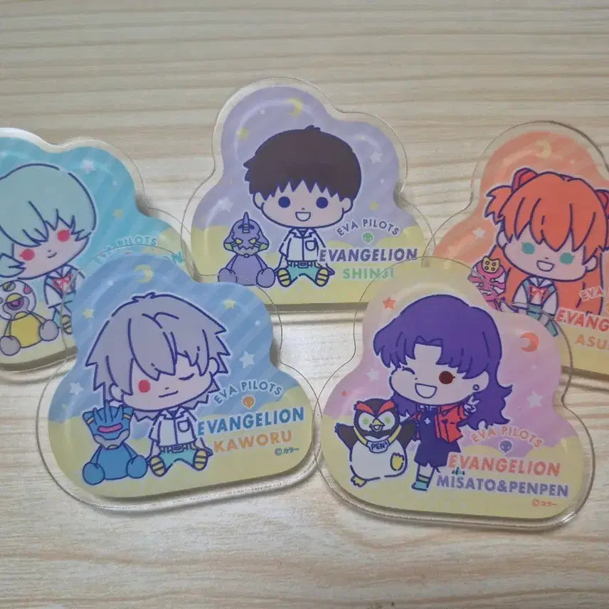 [BUNJANG] Evangelion Acrylic Badge Set / 에반게리온 캐릭터 아크릴 뱃지(집게) 신지,아스카,레이,카오루,미사토