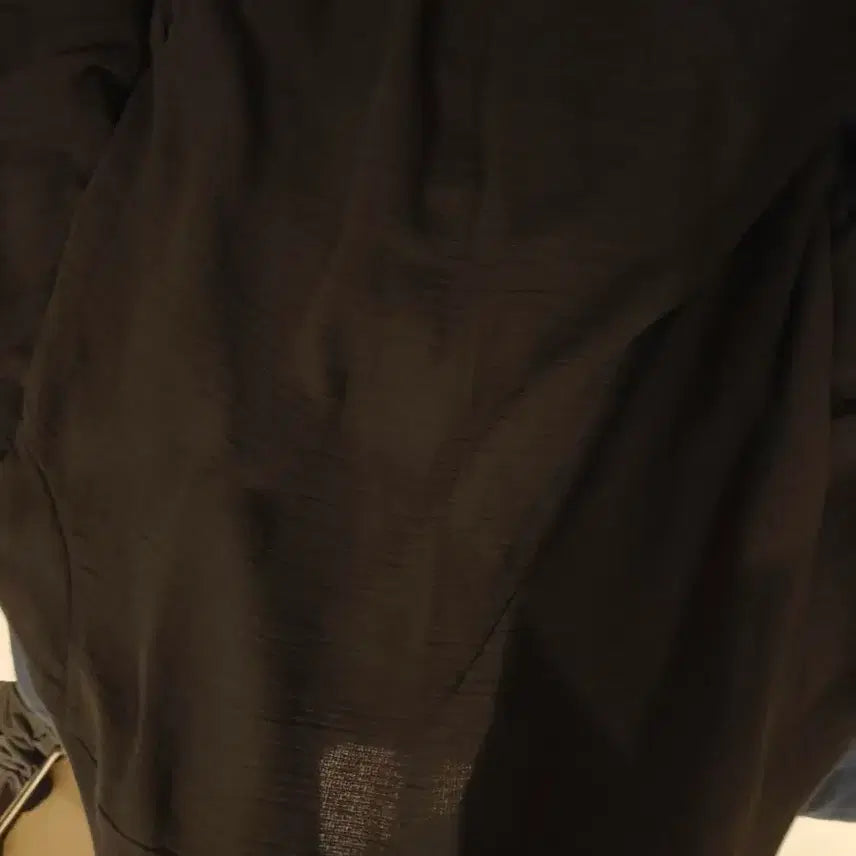 [BUNJANG] Naaana Cotton Gauze Layered Long Shirt - Black - Large / 나아나나 거즈 레이어드 롱 셔츠