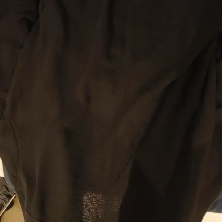 [BUNJANG] Naaana Cotton Gauze Layered Long Shirt - Black - Large / 나아나나 거즈 레이어드 롱 셔츠