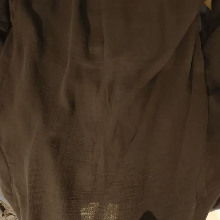 [BUNJANG] Naaana Cotton Gauze Layered Long Shirt - Black - Large / 나아나나 거즈 레이어드 롱 셔츠