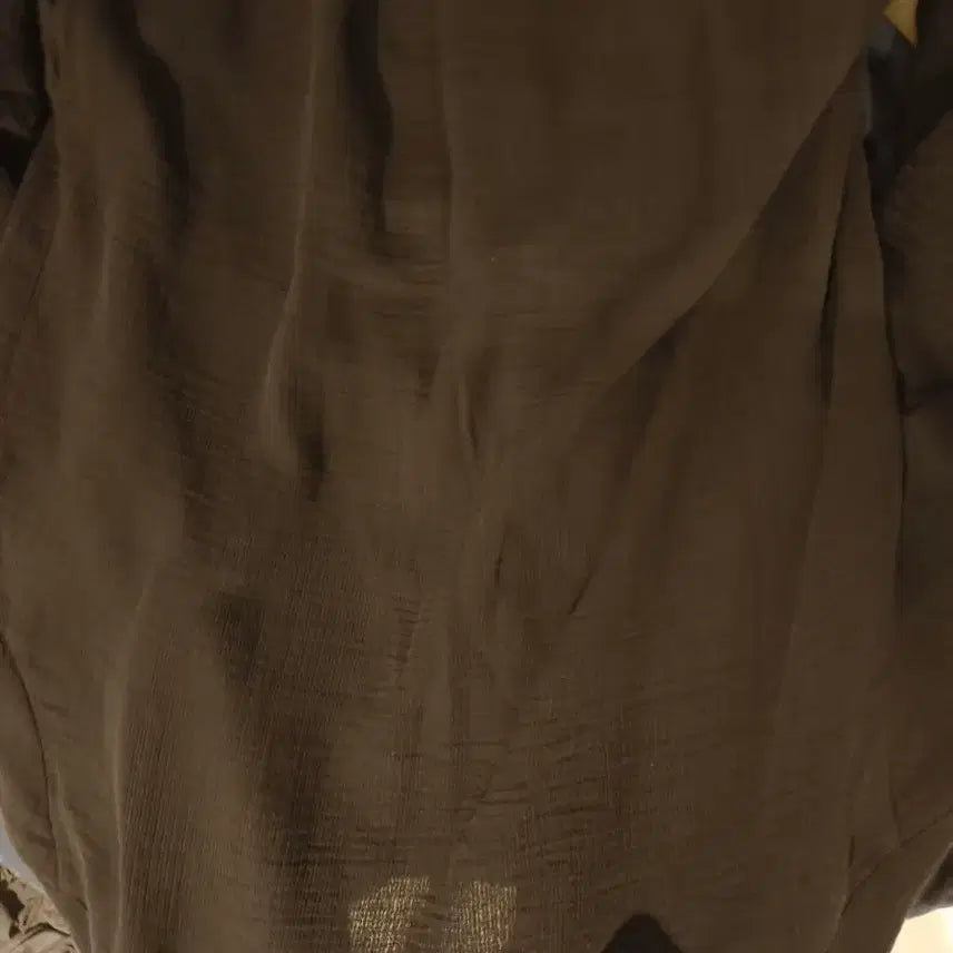 [BUNJANG] Naaana Cotton Gauze Layered Long Shirt - Black - Large / 나아나나 거즈 레이어드 롱 셔츠