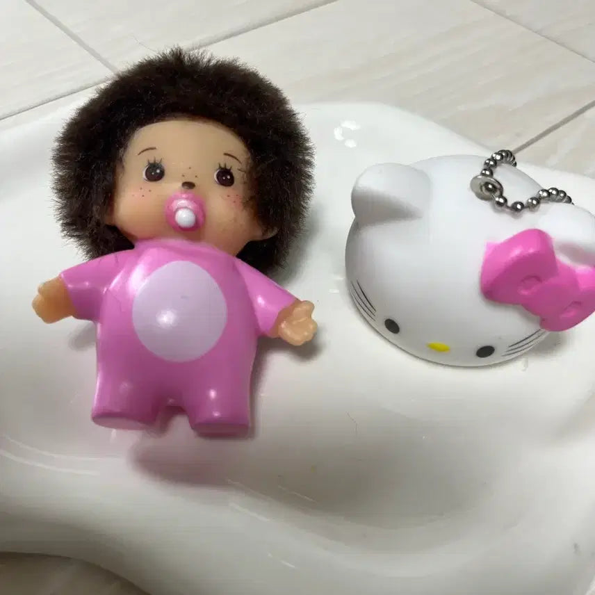 [BUNJANG] Monchhichi Kitty Plush Keychain / 키티몬치치 인형  키링