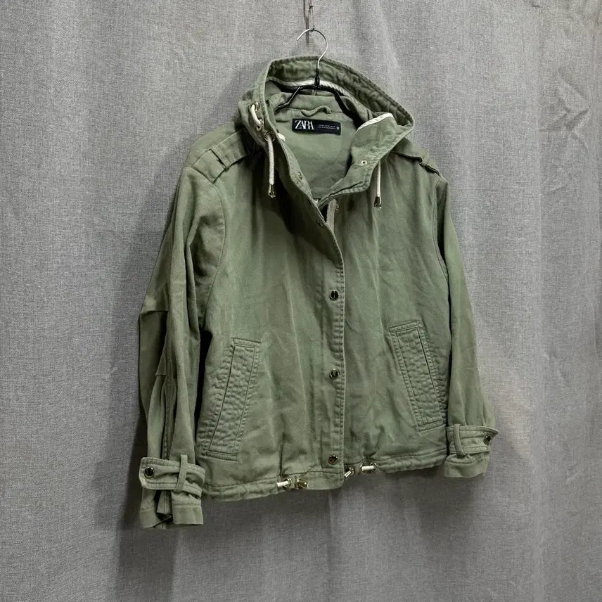 [BUNJANG] Zara Vintage Cotton Cropped Hooded Jacket / [F] zara 자라 빈티지 코튼 숏 후드집업 야상 자켓