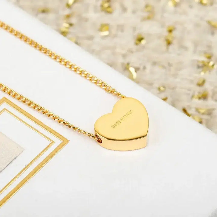 [BUNJANG] Miu Miu Heart Necklace Gold Pink / 미우미우 하트 목걸이 금장 핑크