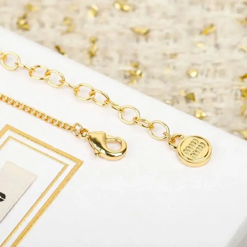 [BUNJANG] Miu Miu Heart Necklace Gold Pink / 미우미우 하트 목걸이 금장 핑크